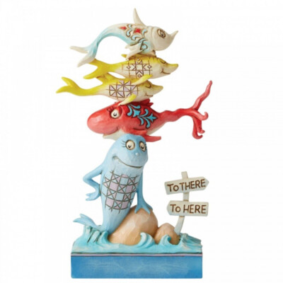 Jim Shore EIN FISCH ZWEI FISCHE ROT BLAU FIGUR 6006481 DR SEUSS BRANDNEU IM KARTON