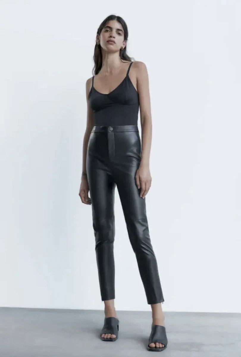 Zara leather pants with zippers hotsell