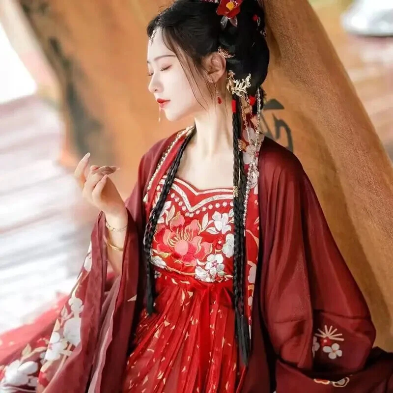 Vestido Chino Hanfu Mujeres Tradicional Hanfu Disfraz Juegos con disfraces Verano Vestido de Baile Foto 3 de 4