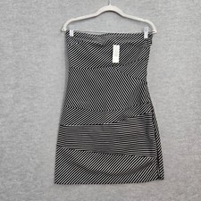 Banana Republic Women Dress 8 Black Stripe Tube Mini Strapless NWT
