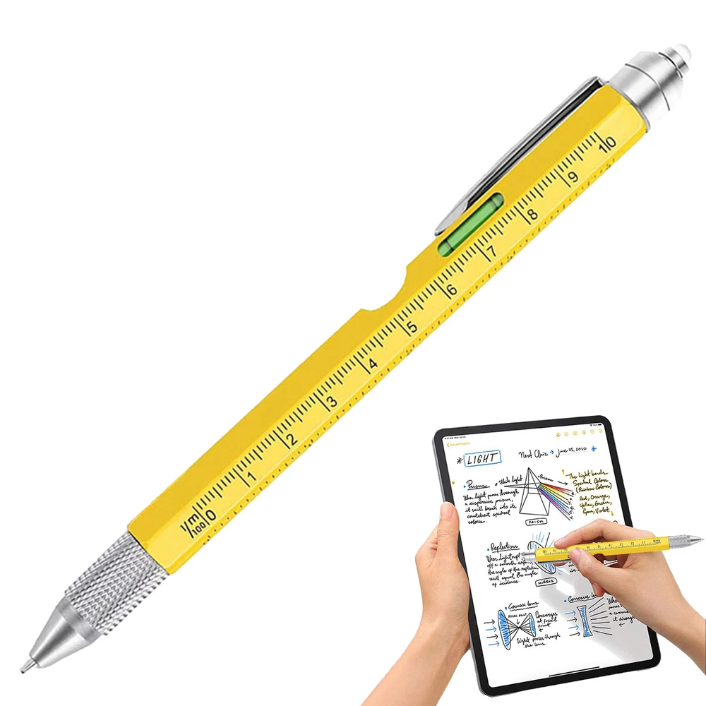 Multi Tool Pen, Metal 9 In 1 Multitool Pen, Touch Head, LED Light, Bottle Opener
