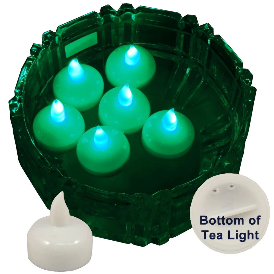 全新 6 个绿色 Led 浮动花卉茶灯蜡烛 婚礼中心装饰 — 第 4/4 张图片