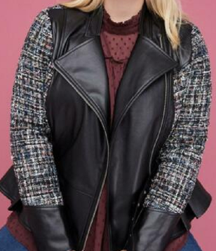 faux leather zip up moto jacket size 