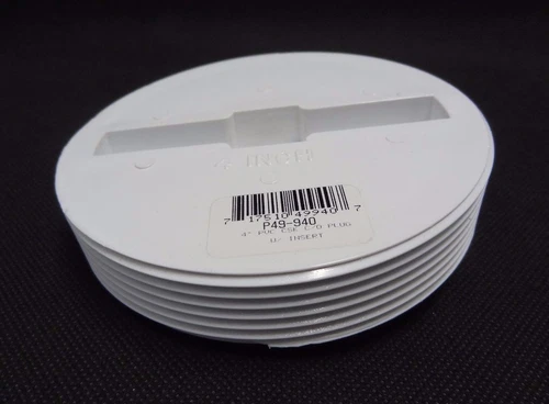 Jones Stephens P49940 White PVC Countersunk Cleanout Plug w/ Insert 4"  Lot of 2 - Picture 2 of 5