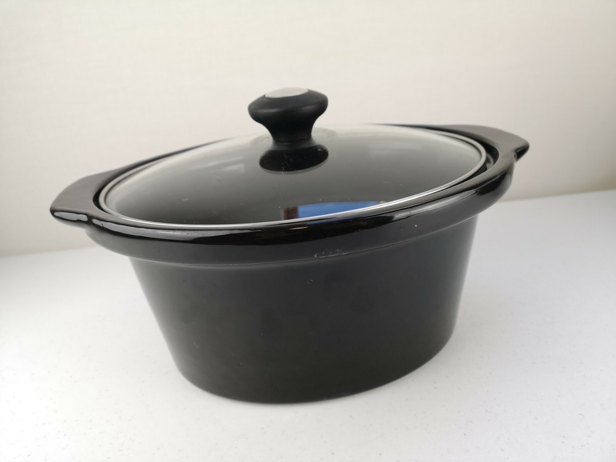 Large Heavy PRESTIGE Oval Black Ceramic/Stoneware Casserole Pot