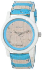 NEW-SPROUT WHITE,BLUE STRIPE CORK DIAL AND BAND ECO WATCH-ST/5521