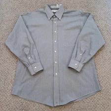 Hathaway Shirt Mens 15.5 Black Micro Check Long Sleeve Button Down Oxford