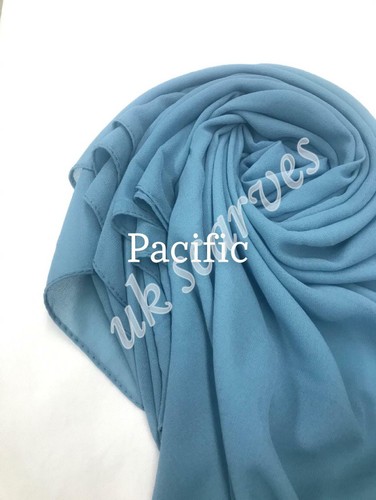 New DUBAI made Premium Plain Chiffon Maxi Hijab Scarf Shawl Head Wrap Sarong - Picture 93 of 102