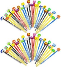 50 Pack Assorted Colorful Cartoon Animal Pencil With Eraser Novelty Dot  Stripe