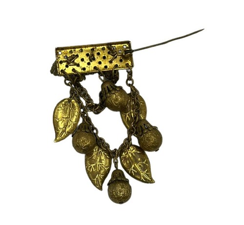 Vintage Miriam Haskell Swag Brooch Gold Tone Leaf &Filigree Pin Pre Signed Era - Picture 11 of 13