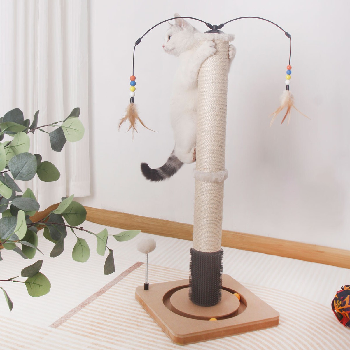 Kratz Stamm, Kratzsäule Für Katzen, Frei Stehend, Kratzstange Mit Sisalstamm & Spielball, Indoor, H: 45 Cm | Zoll Lager