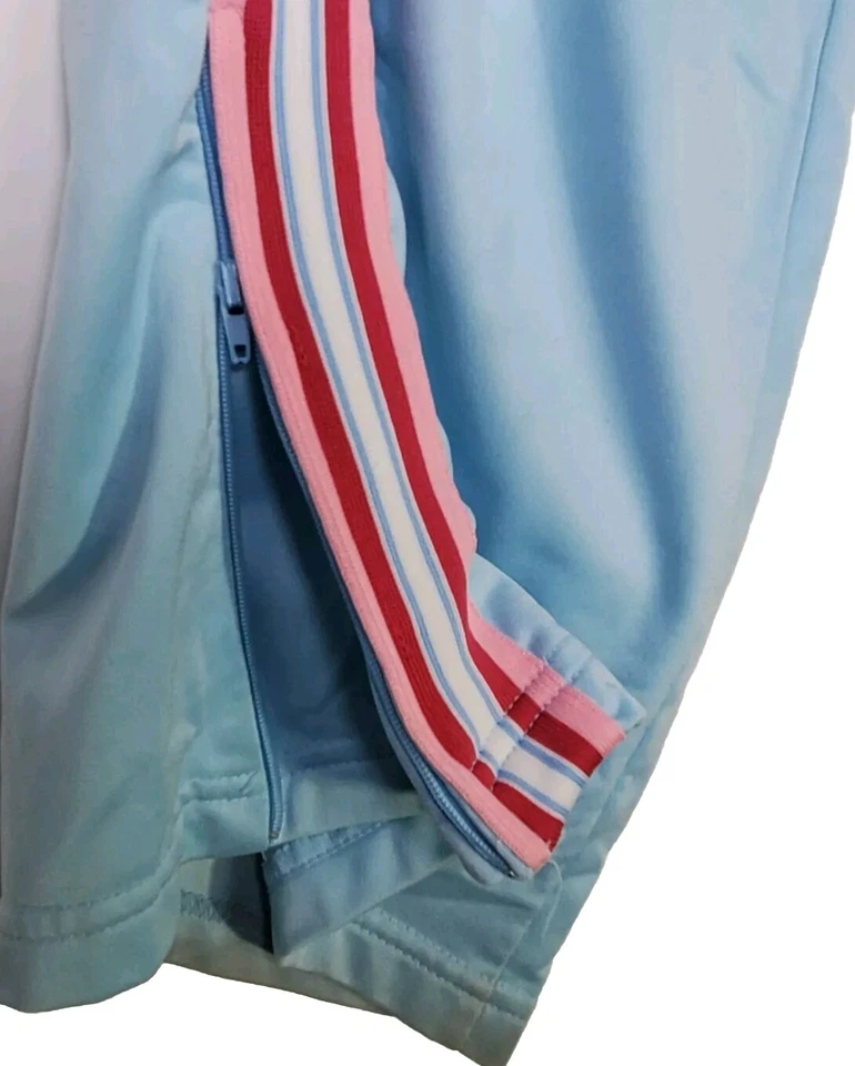 Calça de atletismo listrada rosa Y2K Hale Bob com zíper logotipo azul bebê nas costas tamanho G  - Imagem 4 de 4