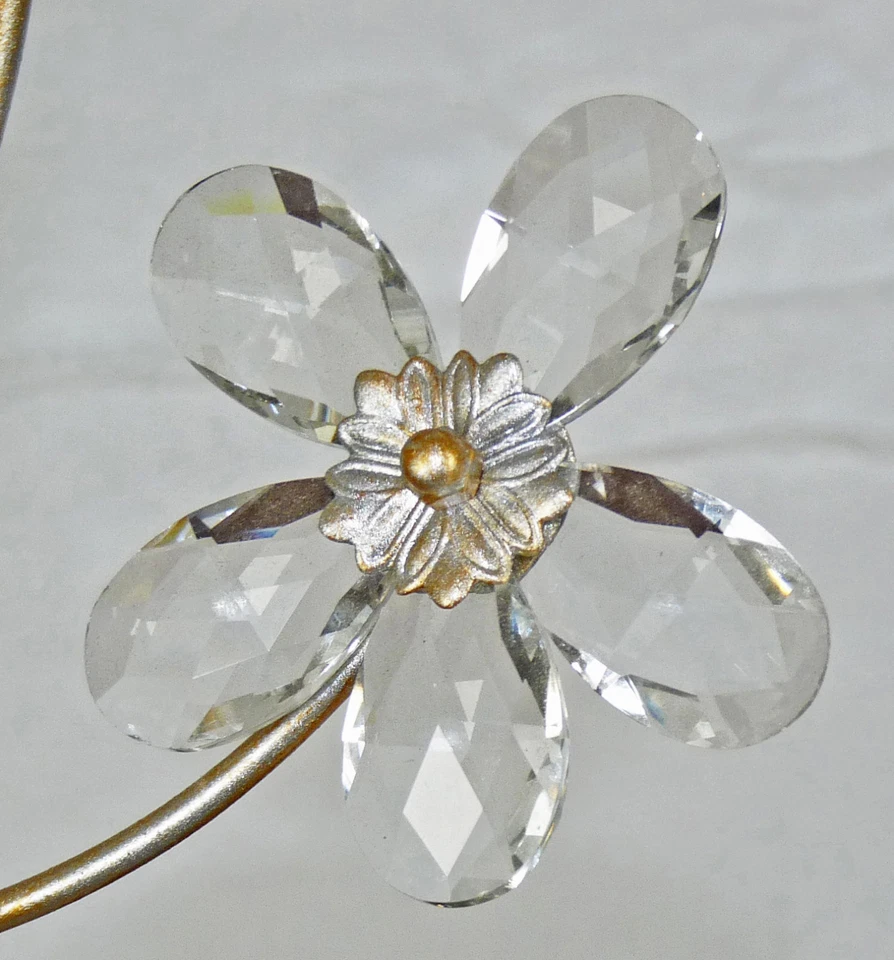 Lume cristallo antico argento lampada da tavolo ferro battuto made Italy art.712 - Immagine 4 di 4