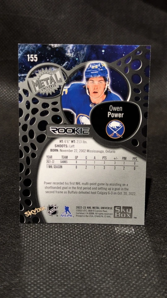 2022-23 Skybox NHL Metal Universe Hockey Rookies Card #155 Owen Power RC - Image 2 of 2