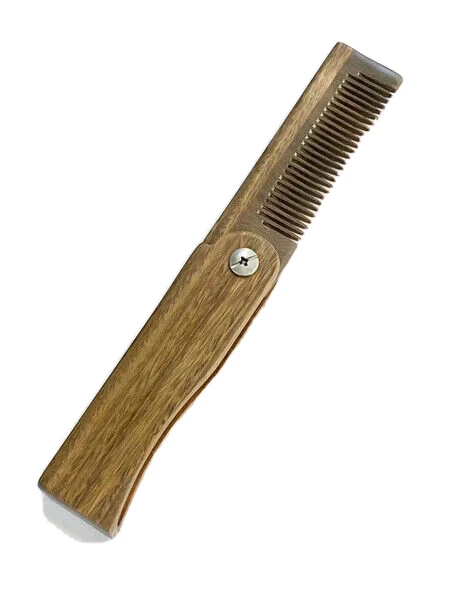 Peine para barba plegable de sándalo verde Foto 2 de 3