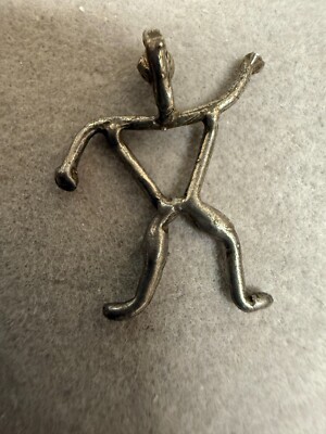 Vintage Sterling Silver Modernist Man Symbol Sandcast Figural Wall Art 4289