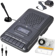 "Portable Cassette Player Tape Recorder. Record to Cassettes via Mic or Aux in..