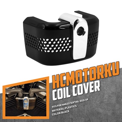 HDBUBALUS Motorcycle Coil Cover Ignition Coil Cover Fit For Harley Softail Breakout Street Fat Bob 2018-later Models Black & White - View #2