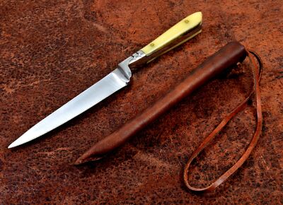 7'' Medieval Real Bone Toothpick Fruit Knife or Letter Opener with Leather Sheath
