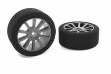 Corally Attack Foam Tires for 1/10 GP Touring, 37 Shore, 26mm Front, Carbon Rims