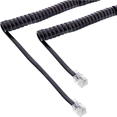 INLINE Telefonhörer Spiralkabel RJ10   RJ10 Stecker 4P4C lang Schwarz max. 2m