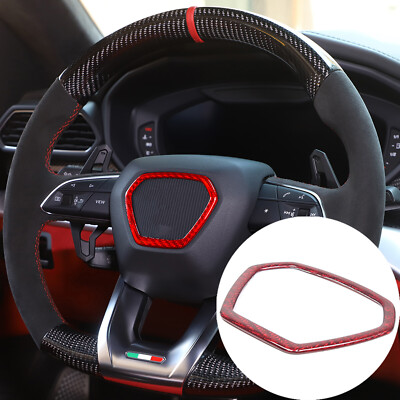 Red Carbon Fiber Steering Wheel Frame Cover For Lamborghini Urus 2018-2021