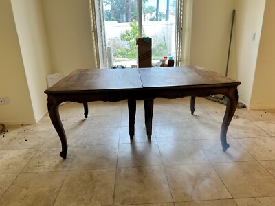 Antique French Solid Walnut Carved Grand Dining Table Rare 4x 6
