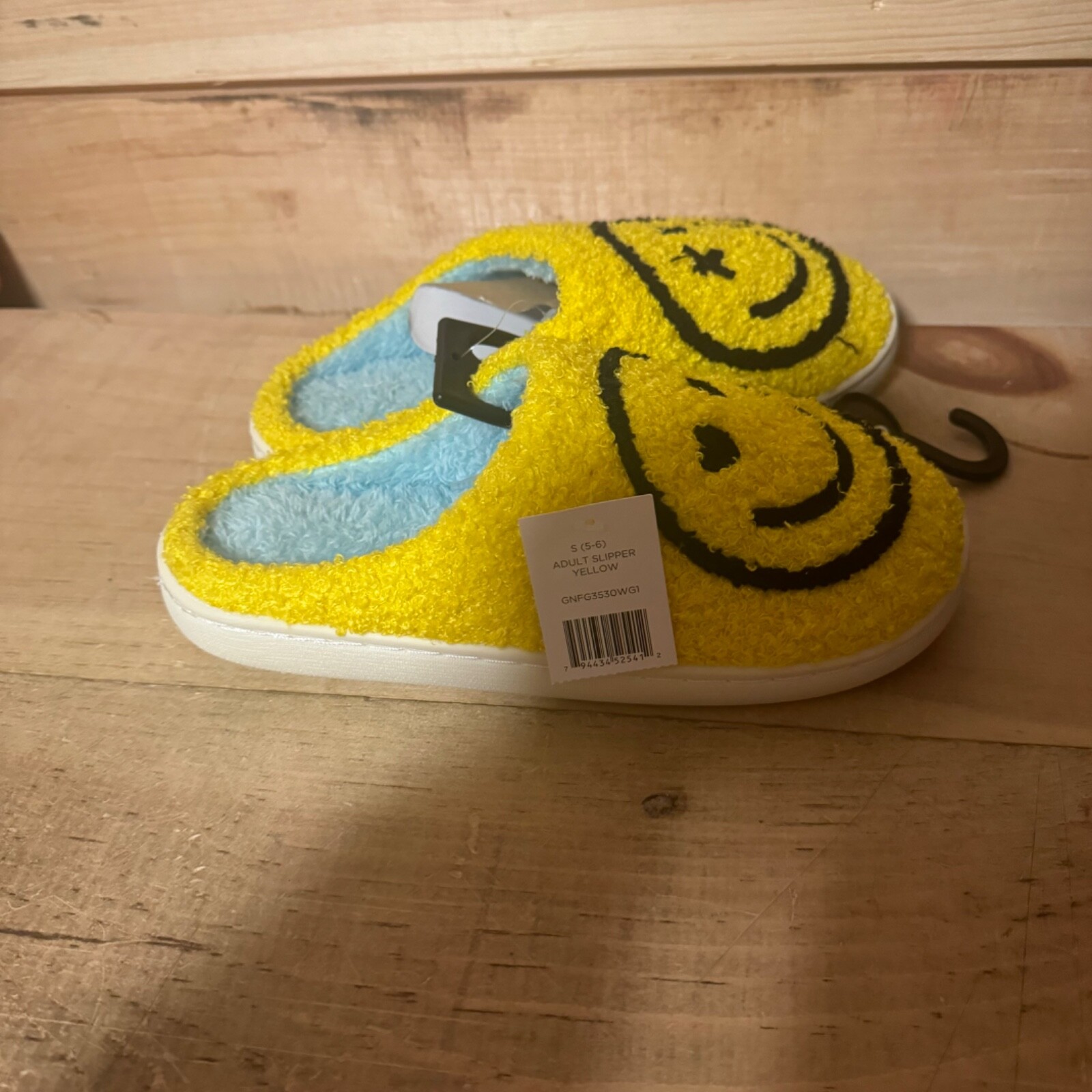 PANTOFOLA D’ORO Pantofole donna carine e comode gialle faccine sorridenti regalo interno S 5 6 nuove con etichette