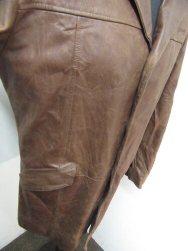 VINTAGE SCHOTT LEATHER TRENCH COAT BLAZER JACKET SIZE L - Picture 9 of 21