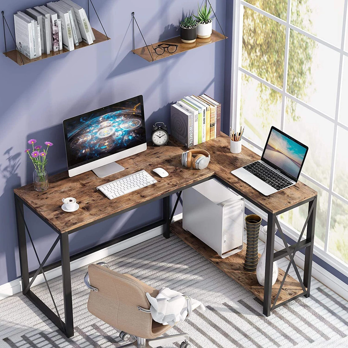 Corner shaped computer desk deals