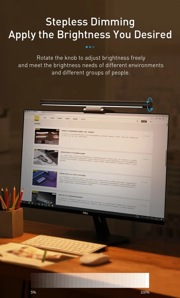 Baseus Screenbar LED Stepless Dimming Screen Bar Hanging Light Desk Monitor Lamp - image 3 of 4