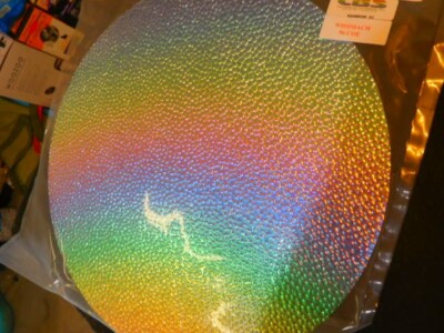 Dichroic Glass: CBS 96 COE Rainbow # 2 on Hammered Textured Thin Black 3'' Sq