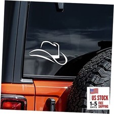Cowboy Hat Decal Vinyl Sticker Auto Car Truck Wall Laptop  White  5.5" x 3"