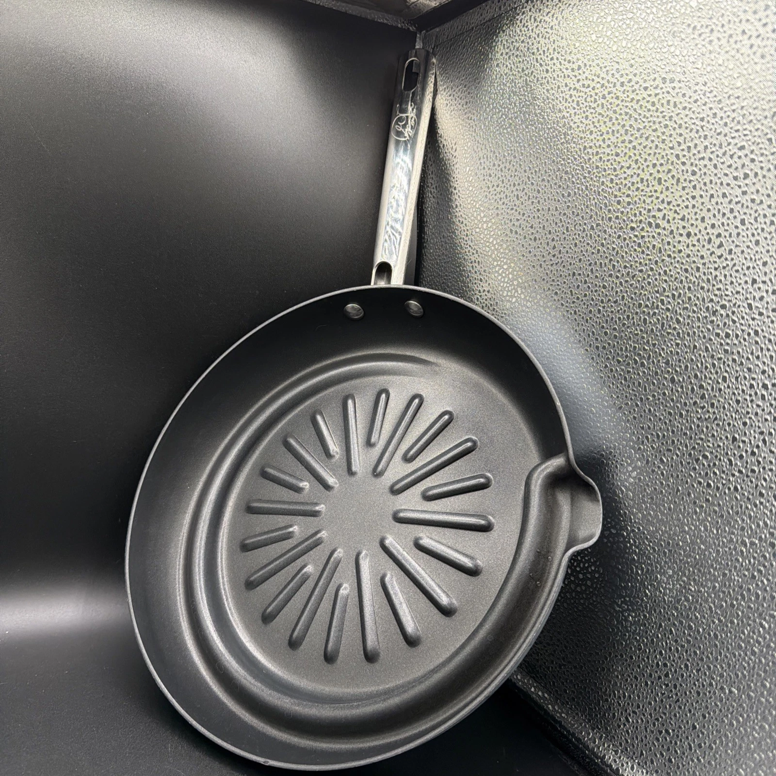 George Foreman 12" Non-Stick Anodized Grill Pan Reduce Fat No Lid