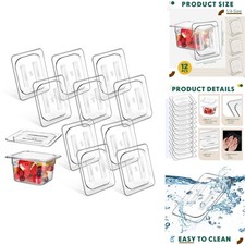 Yinkin 12 Pcs Polycarbonate Food Pan Lids 1/6 Size Clear 6.9 x 6.3 Inch