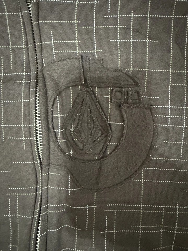 Volcom Men’s XL Sherpa Lined Hoodie Jacket Full Zip Grid Pattern Brown - Image 4 of 4