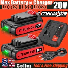 2Pack 20V 1.5AH Lithium Battery/Charger for Black  Decker 20 Volt LBX20 LBXR20