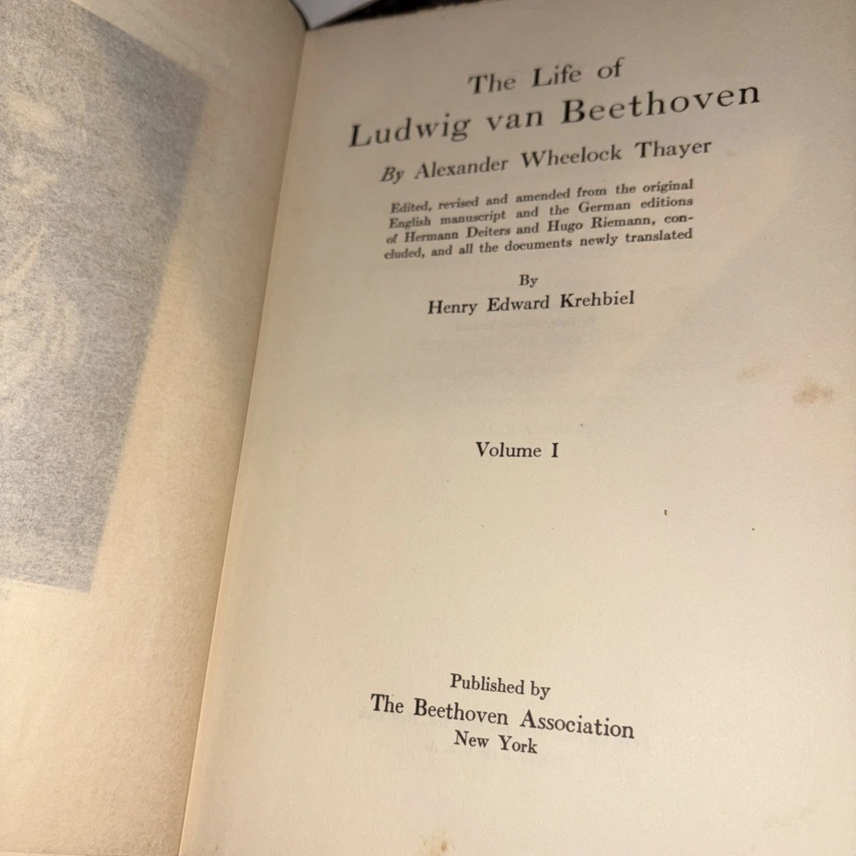 Alexander Thayer THE LIFE OF LUDWIG VAN BEETHOVEN Volume 1 1921 HC RARE ! - Image 2 of 4