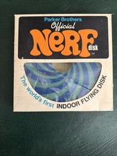 NERF Official Flying Disk 1970 in box Blue. Parker Brothers Official Nerf Disk.