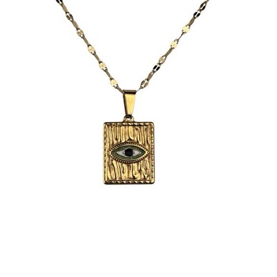 Henrigirl Gold Tone 20'' Chain Necklace Evil Eye Pendant