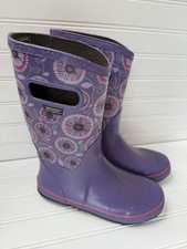 BOGS Wildflower Rain Purple Floral Waterproof Rain Girls Boots 5 Youth