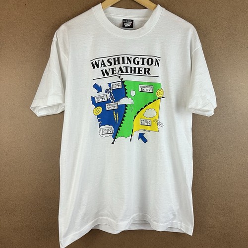 Screen Stars, VTG 80s Screen Stars Washington State Explicit Weather Single Stitch Tee M USA