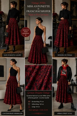 80er Designer Maxirock FRANZ HAUSHOFER Miss Antonette Vintage Brokat Gr 36 38 - Bild 1 von 4