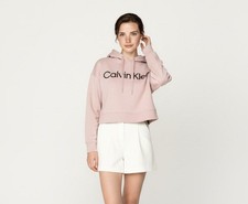 Calvin Klein Performance Dusty Rose Pink Cropped Logo Hoodie