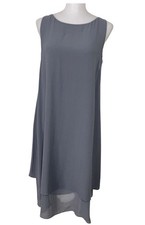 NEW Eileen Fisher 100 Silk Georgette Crepe Dress Tiered Minimal Size XS Gray