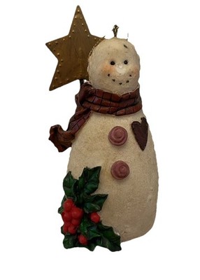 Artisan Signed Christmas Snowman Vtg 1999 Ray Holiday Figurine Deb Strain READ