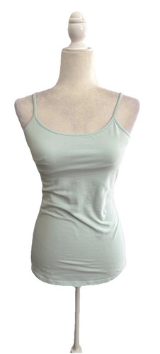Vintage Expess Cami Built-In Bra Cotton Top Adjustable Strap Turquoise Sz M Sexy - Picture 6 of 18