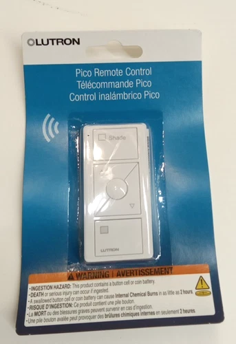 Luttron PJ2-3BRL-GWH-S02 3-Button Pico Wireless Control Raise/Lower Shade Text