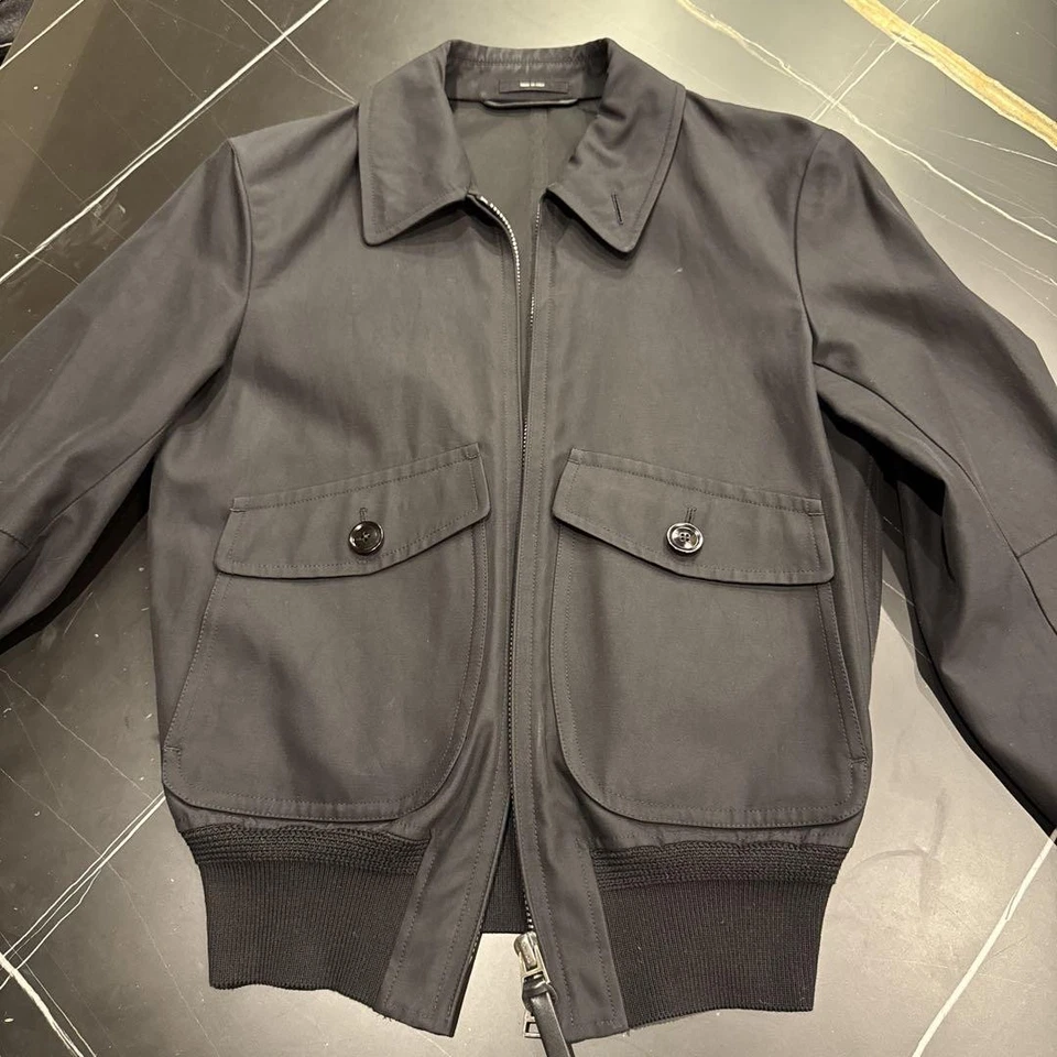 Chaqueta de Vuelo Tom Ford MA 1 Bombardero Para Hombres Negra Talla 44 Bolsillo con Cremallera Usada Auténtica JAPÓN Foto 2 de 4