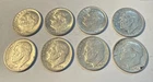 1964 Roosevelt Dimes 90% Silver Circulated Lot Of 8